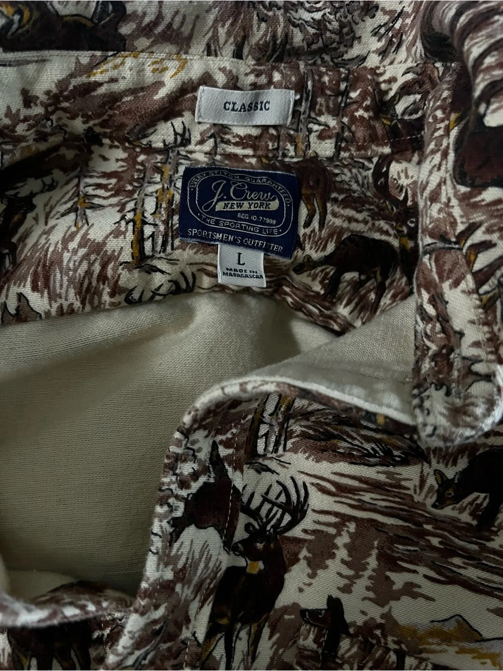 GORGEOUS RARE Vintage JCREW Heavyweight Chamois Button Down Fall Deer Pattern 🦌